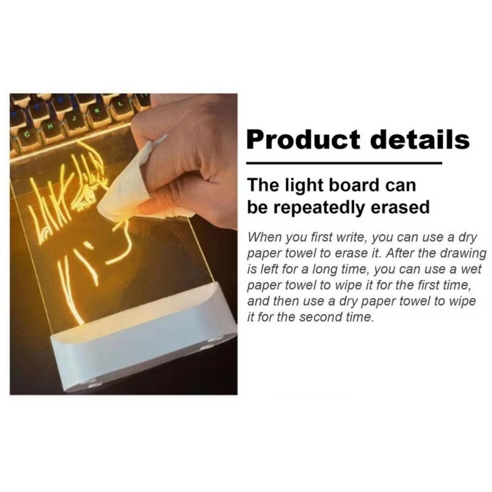 Erasable LED Drawing Board With Night Light Creative Light Up Note Board  Message Board