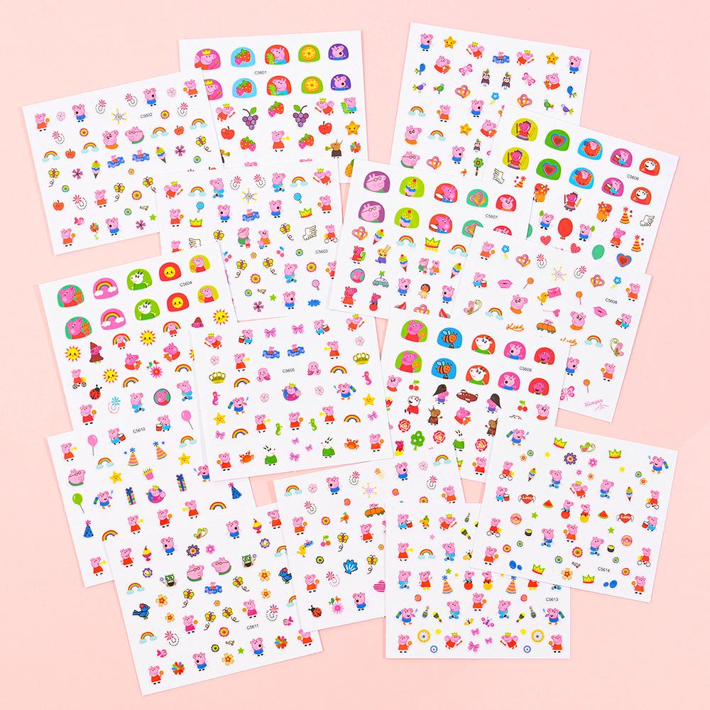 Glitter Rabbit Children'S Nail Stickers Cute Cartoon Piglet Kindergarten Children'S Reward Stickers Half Pack Set