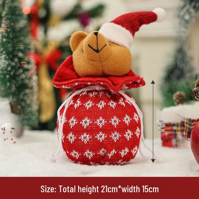 Children's Christmas Eve Plush Cartoon Gift Bag with Drawstrings