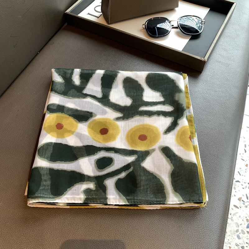 Spring and summer color matching versatile silk scarf fashionable women cotton and linen feel thin shawl scarf 111 large square scarf silk scarf