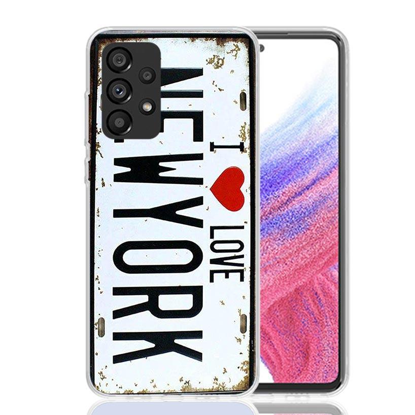 

License New York Plate Number Phone Case For Samsung Galaxy A13 A14 A15 A16 A53 A54 A55 A56 A33 A34 A35 A36 A23 A24 A25 A26 A05S Samsung A25