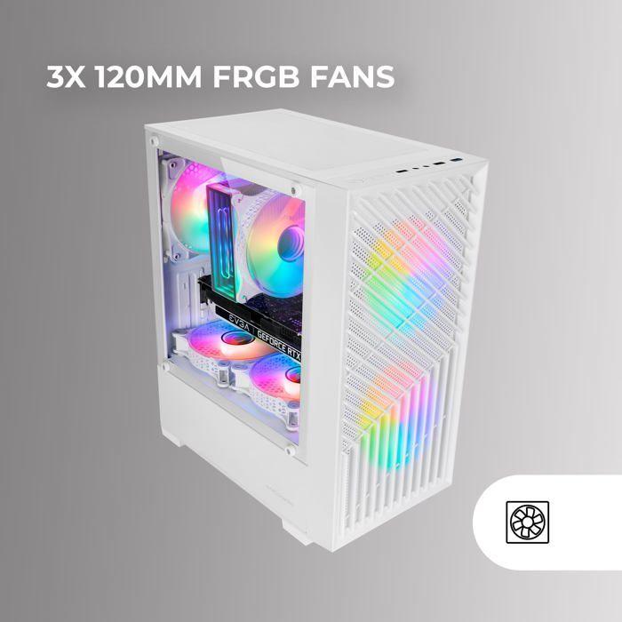 Boîtier gaming - mars gaming - mc-vortex - microatx - verre trempé - 3 ventilateurs frgb 120mm