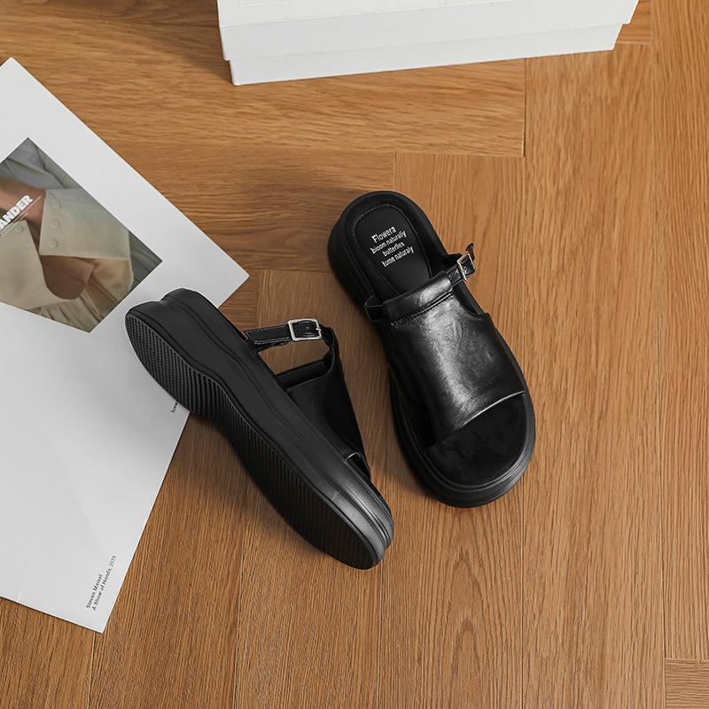 Comfort~ Retro word with casual heightening platform sandals women's summer new flat-bottomed Roman sandals