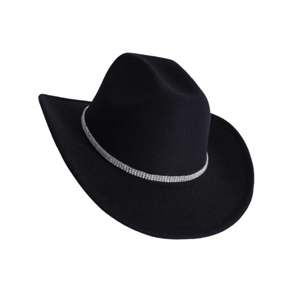 Atmungsaktive Cowboyhüte für Damen Herren Dreifache Strasssteine Akzente Praktischer Acrylstoff Musikfestival Camping Zubehör