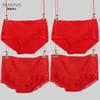 Deanfun Women's Red Cotton Lace Underwear 4-Pack Gift Set