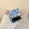 Ins Strawberry Blue Flower Protector Shell For Samsung Galaxy Z Flip3 Flip4 5g Flip 3 4 Cartoon Cute Phone Case Back Cover