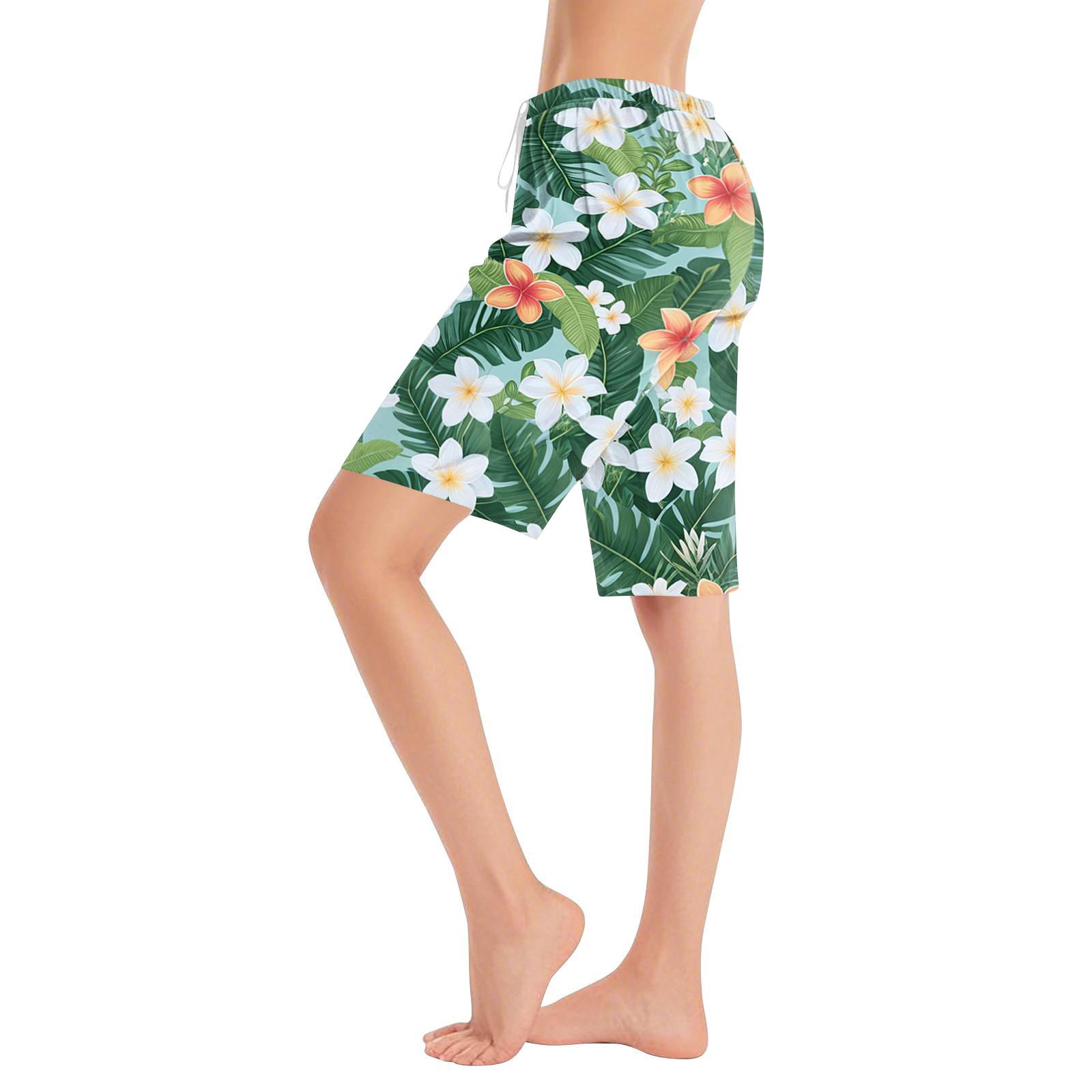 Женские Повседневные Модные Удобные Пижамные Штаны Шорты с Принтом и Шнурком XXXL зелёный