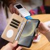 The new flip mirror zipper mobile phone case is suitable for Samsung S25 long lanyard mobile phone fashion protective case.