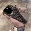 Cross Black Lace Silver Phone Case for Apple 17/16/15 Pro, 14 Pro Max, 13/12 Luxury Series