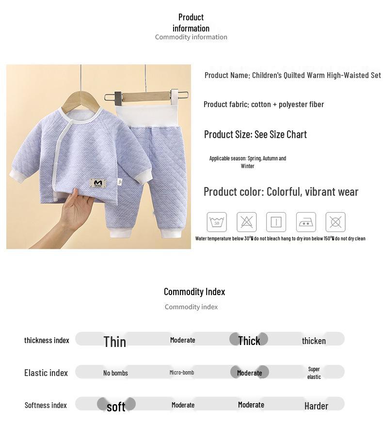 Kinder Gestepptes Baumwoll-Basisschicht-Set: Gemütliches Herbst- & Winter-Outfit für Säuglinge & Kleinkinder