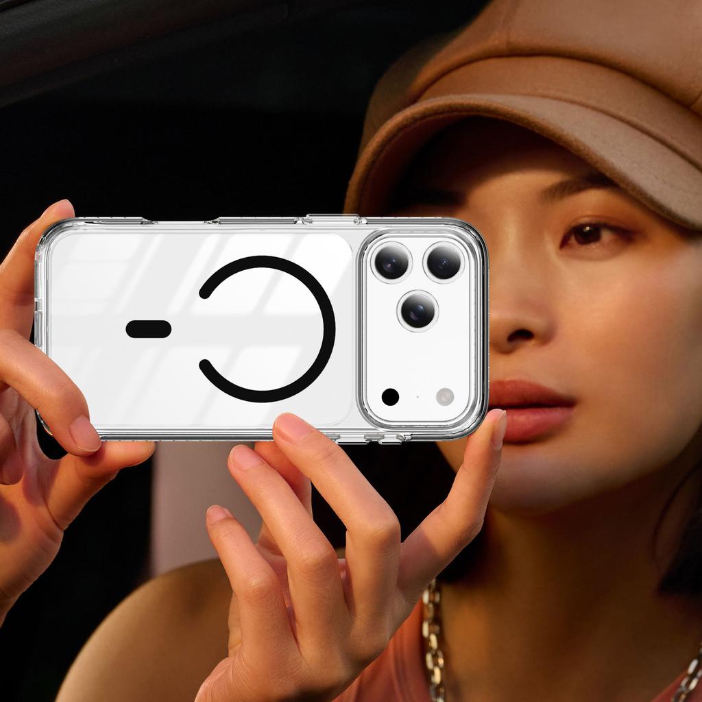 Crystal Clear Magnetic Case With Airbag Shockproof 3D Color Strip For iPhone 12 13 14 15 16 17 Pro Max Wireless Charging