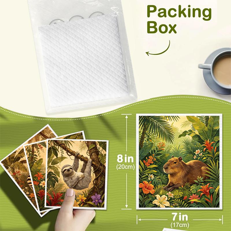 6PCS Cleaning Dishcloths Reusable Kitchen Dish Towels Tropical Animal Pattern Dishcloth Absorbent Lint Free Cloth Washable Duster Rags Tea Towels
