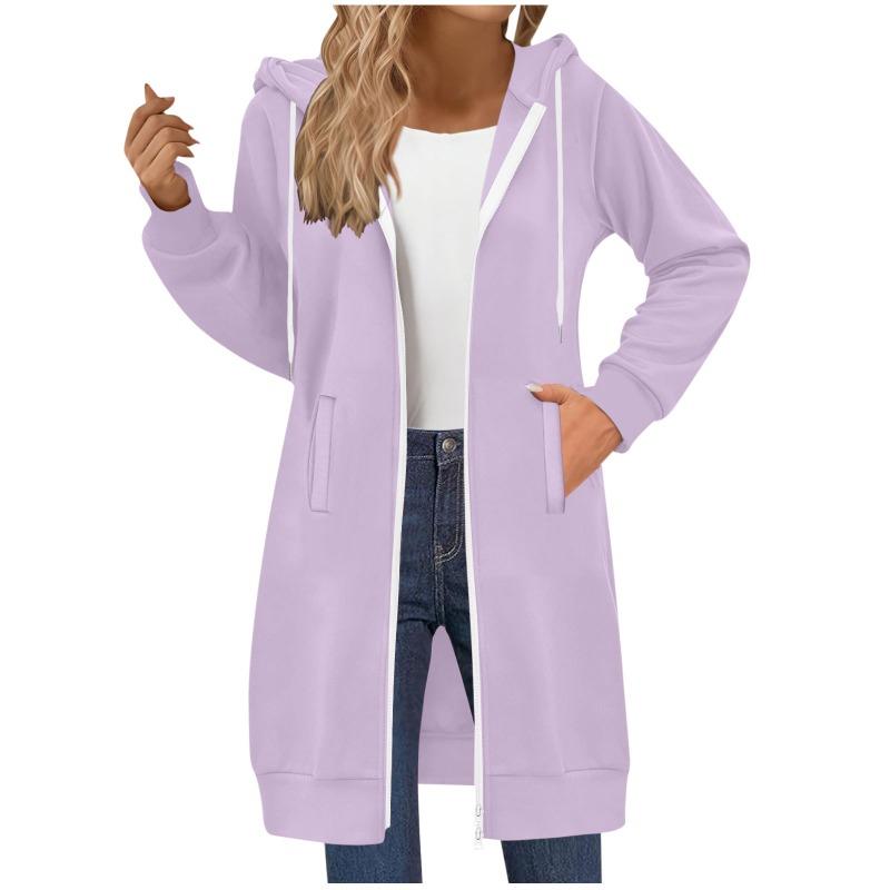 Women's Long Sweatshirt Casual Versatile Drawstring Long Sleeve Hooded Jacket Pockets