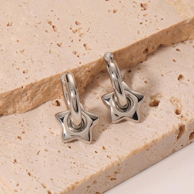 Punk Style Dangle Earrings Unique Detachable Star Heart Drop Earrings Statement Jewelry Fashion Simple Hoop Earrings