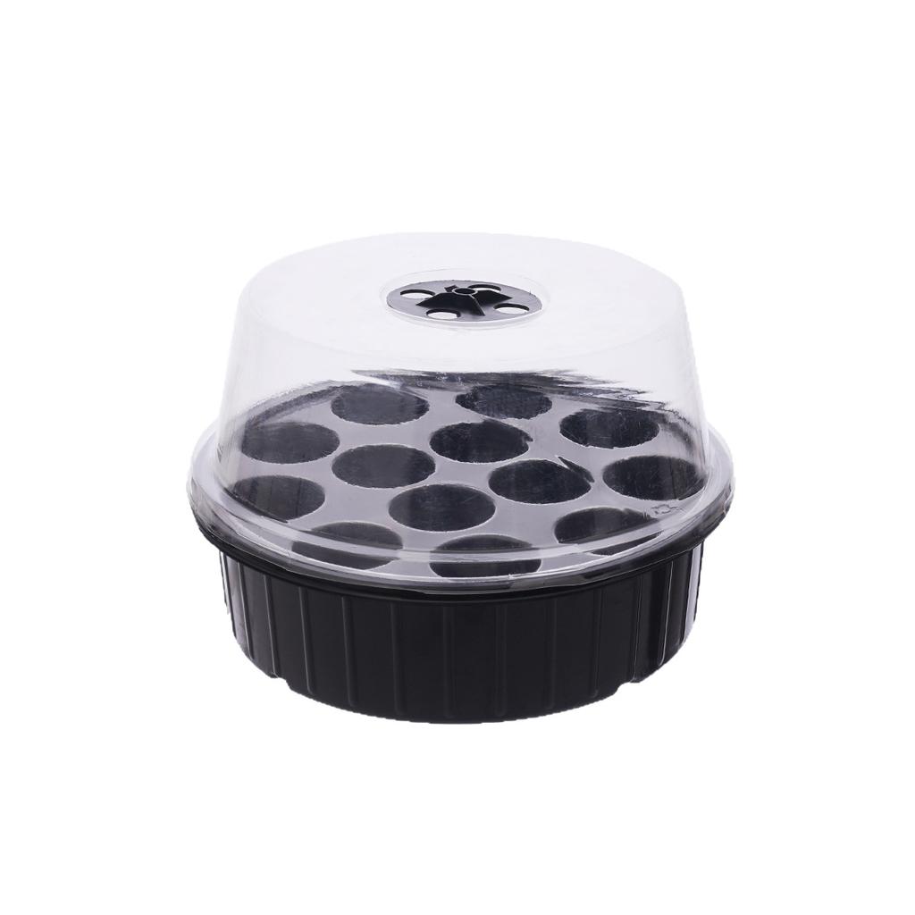 1PC 13-Hole Round Seed Starter Tray With Clear Lid ABS Hydroponic Germination Tray For Seedlings
