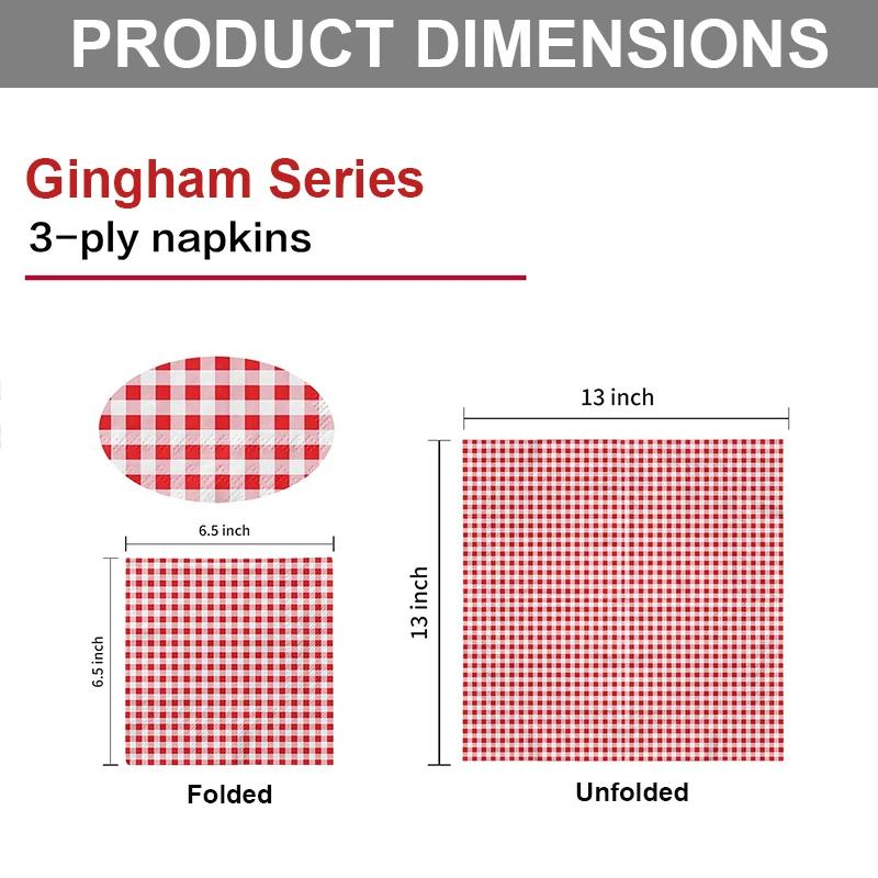 20/60Pcs Red Gingham Disposable Napkins, Red and White Checkered Paper Napkins for Birthday Wedding Christmas Party Supplies