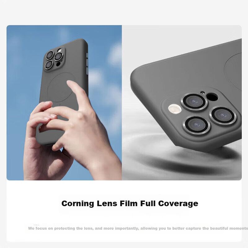 With Built-In Camera Lens ProtectorMagnetic Charging Case for Apple IPhone 15 Pro Max, Liquid Silicone Full Protection Shockproof MagSafe Cover