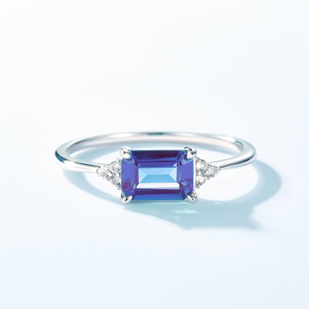 ALLNOEL Natural Alexandrite 925 Silver Ring Health Rings for Women Weight Loss Fatigue Pressure Fatigue Relief Yoga Jewelry Gift