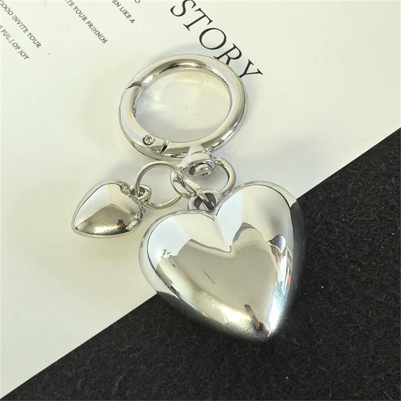 Black Transparent Puffy Heart Charms Keychain Grunge Fashion Bag Backpacks Hanging Ornament Car Key Chain for Women