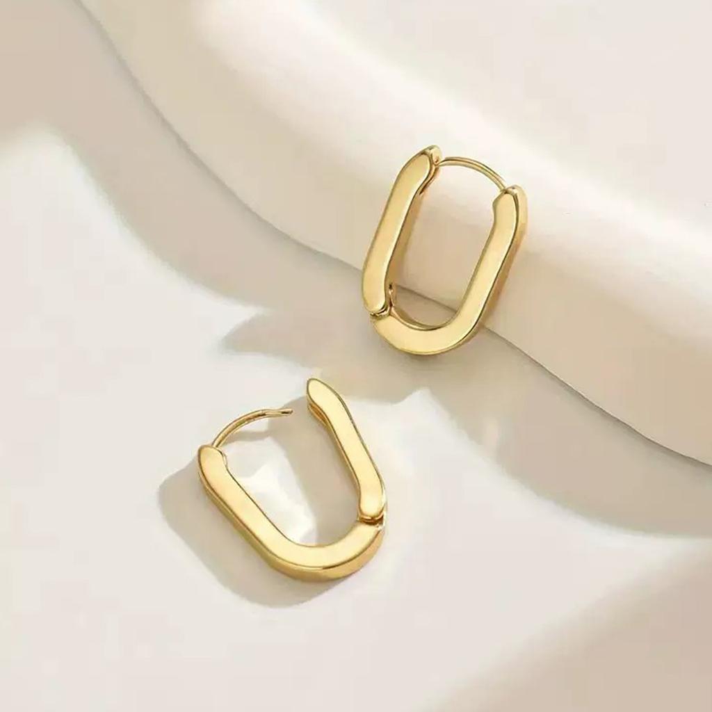 Neue goldfarbene quadratische Creolen für Damen Herren Edelstahl Minimalistisch Punk Unisex Rock Ohrring Piercing Schmuck Geschenke