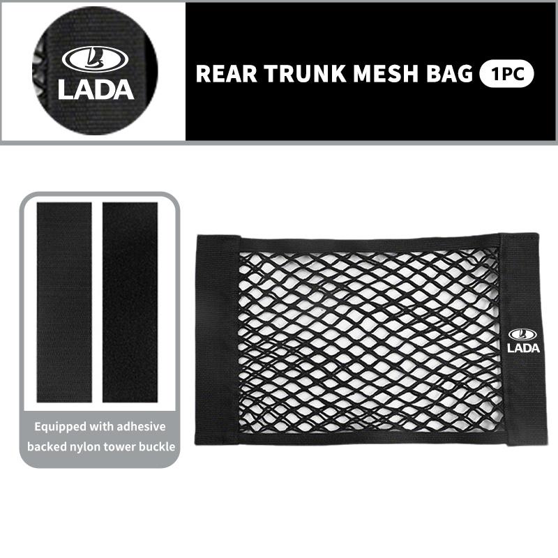 Car Trunk Elastic Mesh Fixed Straps Storage Net Bag Seat Back Fixing Bag Accessories For Lada Xray Granta Priora Sedan Sport
