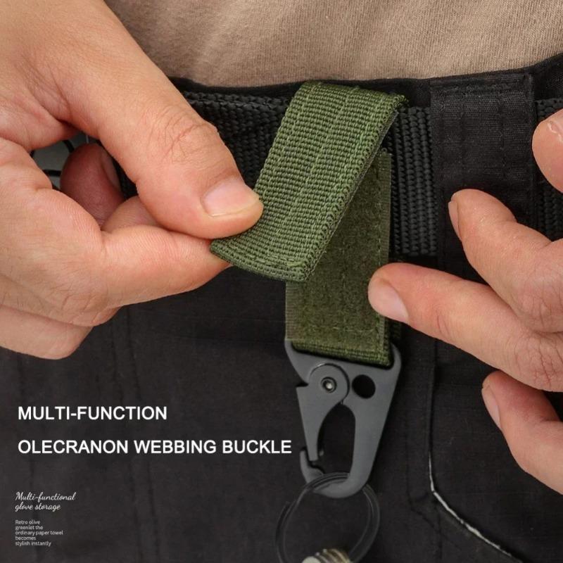 4Pcs Multifunction Tactical Hanging Buckles Nylon Webbing Belt Triangle Buckle Climbing Tool Accessory Carabiner Keychain.