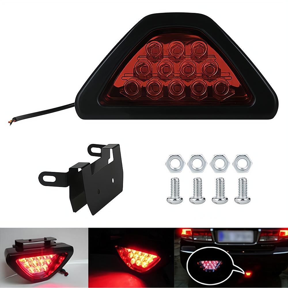 2PCS Car Ail Motorcycle Tail Pilot Signal Lamps Accessories 12V LED Rear Fog Light Triangle Red Led Brake Strobe Warning Lamp