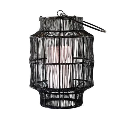 Schwarze Metalllaterne im Boho-Stil, Mesh-Metalllaterne für Zuhause Boho-Stil Schwarz, Behoma