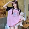 summer pure cotton Women cute cartoon Print T-Shirt harajuku Round Neck oversize Casual Y2K Tops young girl Large size t shirts streetwear