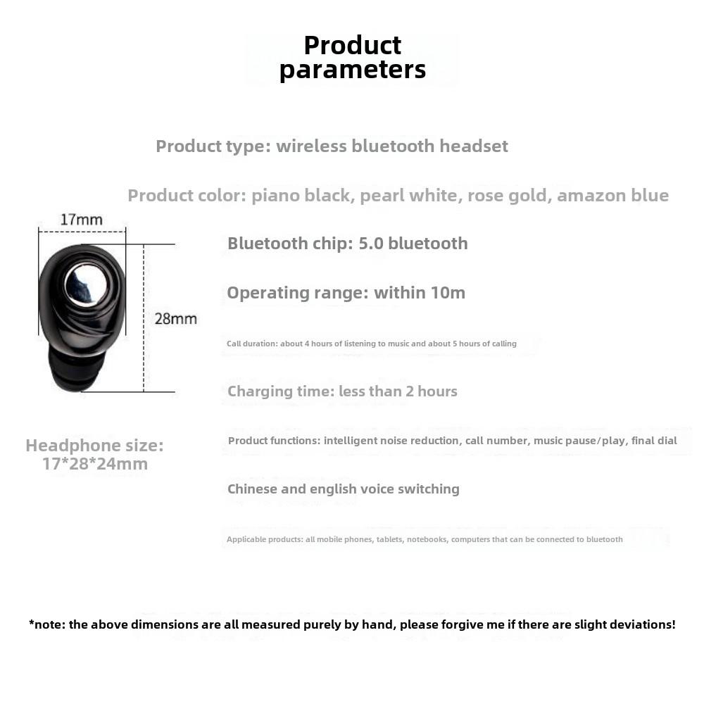 Mini auriculares Bluetooth inalámbricos 5.0 con cancelación de ruido, duración de batería ultralarga, intraauriculares invisibles.