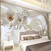 Individuelle Fototapete Wohnzimmer Schlafzimmer TV-Hintergrundtapeten Heimdekoration Seidentuch Diamantblume Wandkunst Wandbild Malerei