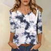 Women's Fashion Casual Three-quarter Sleeve Tie-Dye Printed Round Neck Top