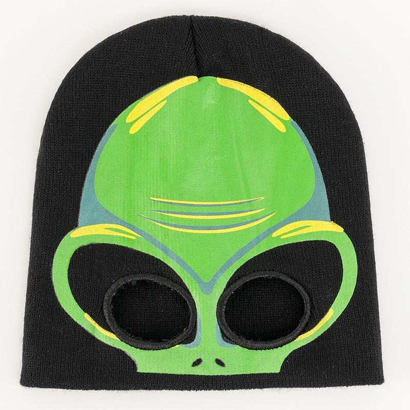 Alien Skeleton Knit Hat With Glowin Thed Ark Effect For Halloween And Winter Warmth