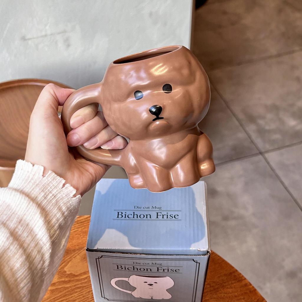 Bichon Welpen Keramiktasse Niedlich Kreativ Lustig Haushalts-Trinkbecher Büro-Kaffeebecher Paar-Tasse