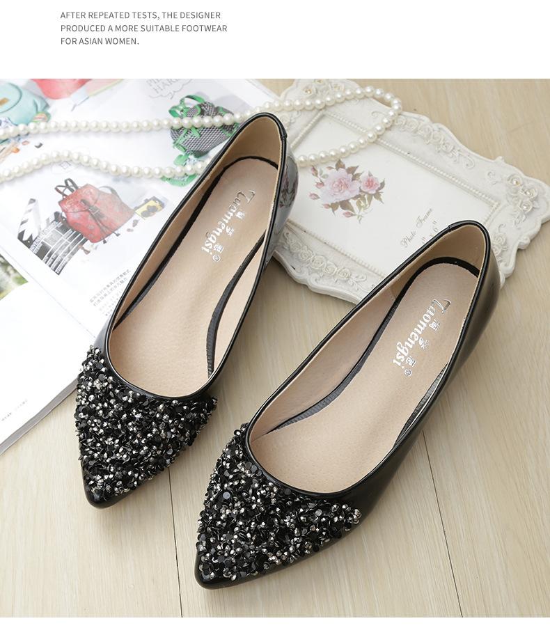 - Осень новые остроносые туфли-лодочки с мелким вырезом, расшитые пайетками и стразами, женские большого размера 34 чёрный