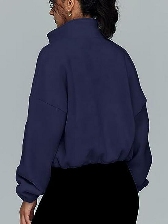 2025 European & American Women's Fleece-Lined Stand-Up Collar Sports Jacket