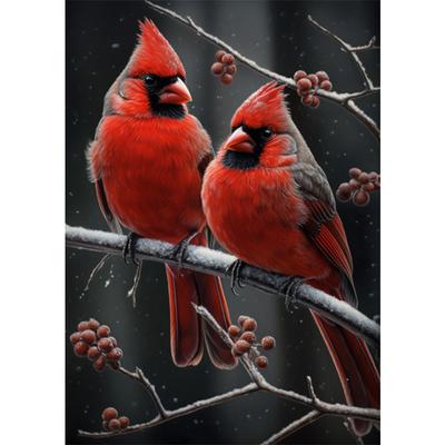 Pictură cu diamant 5d DIY cu punct de cruce Animal doi cardinali păsări broderie cu diamante mozaic Home Decor