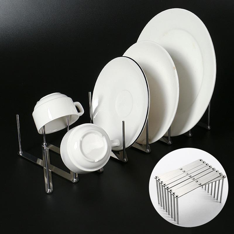 1pc Stainless Steel Dish Rack Retractable Kitchen Bowl Dish Drain Rack Foldable Pot Lid Rack Tableware Holder Kitchen Gadgets