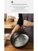 Handmade Iron Wok: Uncoated Flat-Bottom Non-Stick Pan for Deep Frying, Stir-Frying, Pancakes, Fried Eggs, and Baby Food.