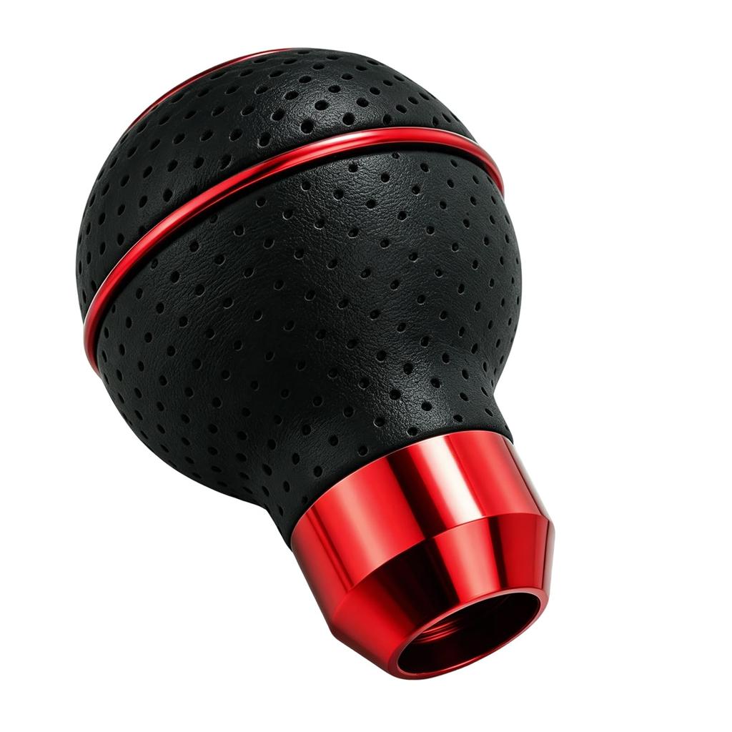 Abfer Car Shifter Knob PU Gear Stick Shift Handle Head Fits Most AT MT Vehicles Track and 5-Speed (Black Red)