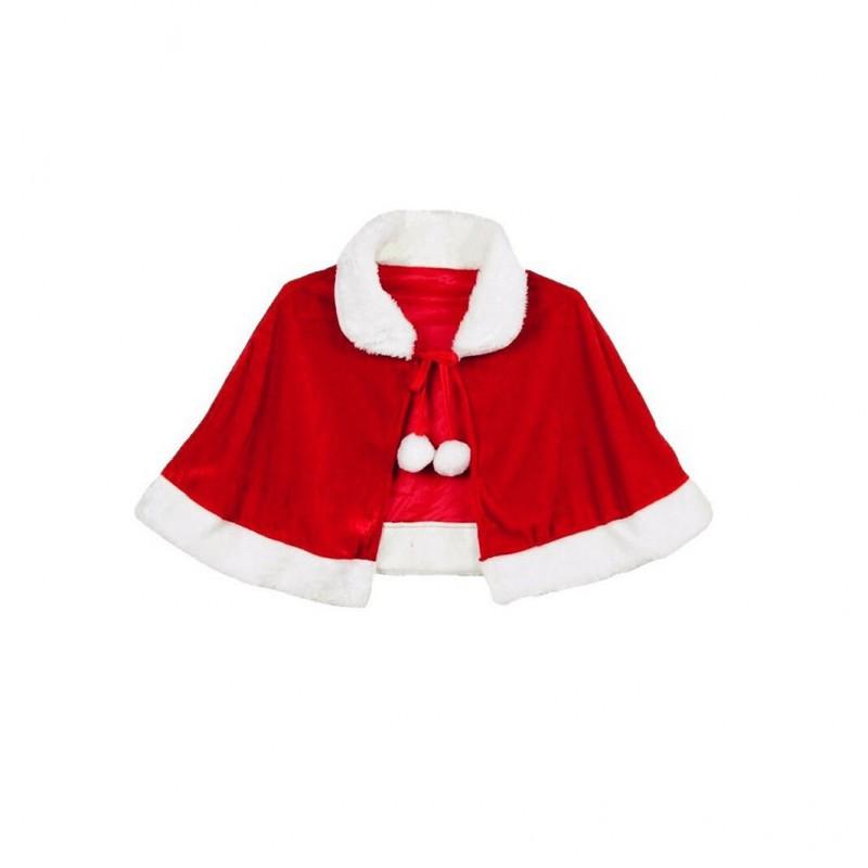 Girls Christmas Cape Velvet Cloak With Plush Trim Ties Holiday Party Cosplay