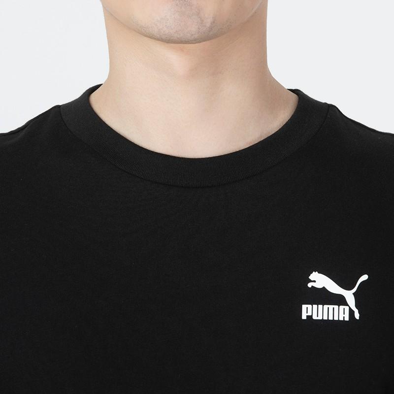 Puma Letter Logo Print Round Neck Short Sleeve T-Shirt American Vintage SS22 Men T-Shirts Black 536926-01