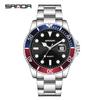 Sanda Men's Green Water Ghost Quartz Watch - Casual Waterproof Steel Band Wristwatch