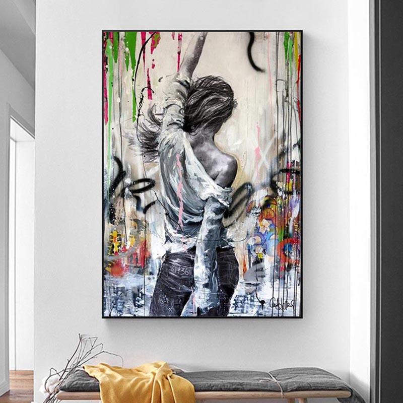 

Уличное граффити, современное абстрактное женское искусство, холст, картина, куадрос, постеры, принты, настенное искусство для гостиной, домашний декор