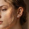 HTKE13 316L Stainless Steel 18K Gold Plated Heart Cut Cubic Zirconia Stud Earrings Hypoallergenic Solitaire Earrings for Women