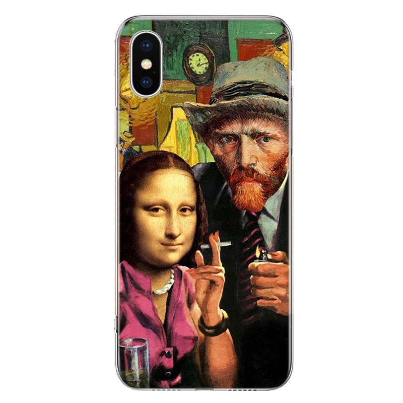 

Van Gogh Mona Lisa Funny Art Phone Case For iPhone 11 12 13 Mini 14 15 Plus 17 Air 16 Pro Max 16E 7 8 SE 2020 Customized Print C iPhone 17 Pro