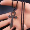 Vintage Retro Amulet Talisman Ankh Cross Pendant Necklace Women Egypt Egyptian Key Life Religious Chain Jewelry Gift Stainless Steel