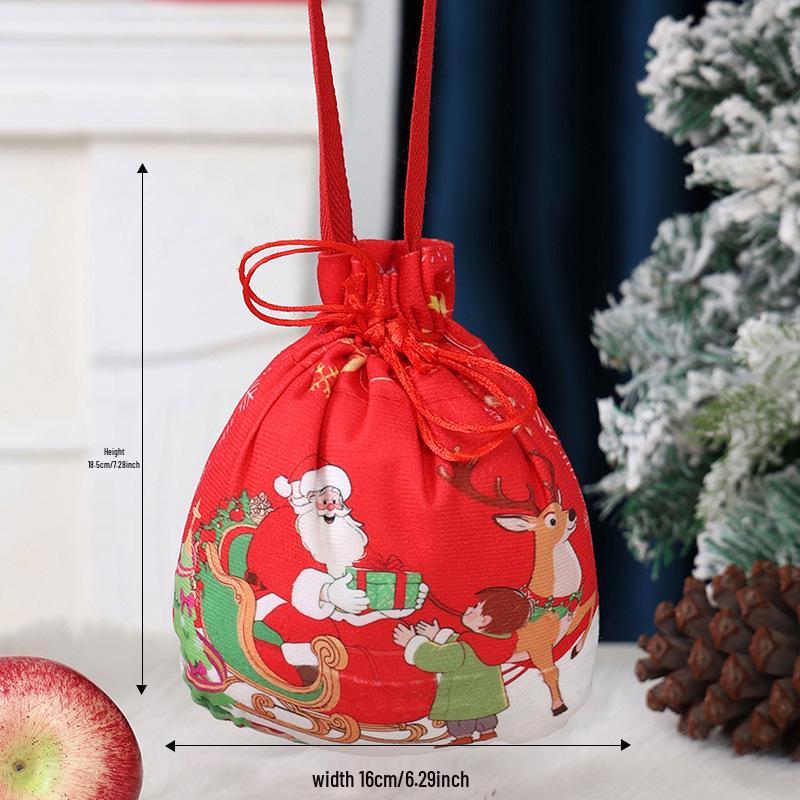 Internationale Weihnachts-Jutesack-Geschenktüten-Ornamente: Zeichentrick-Apfel- und Süßigkeitstüten für den Kindergarten