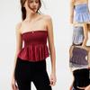 2026 Autumn European and American Fashion Women's Solid Color Ruched Bandeau Tank Top