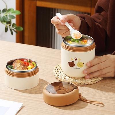 Stainless Steel Double Layers Lunch Box with Spoon Insulated Food Container  Camping